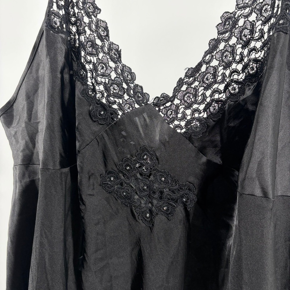 Delicates Black Plus Size Nightie Long Gown Lingerie Size3X Silky Sexy Feminine - Picture 2 of 8